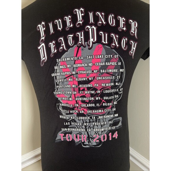 Five Finger Death‎ Punch & Volbeat 2014 Fall Co-Headling Tour T-Shirt (Large) - Picture 3 of 5